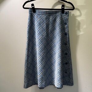 Vintage 70s Catalina Blue Plaid A-Line Skirt